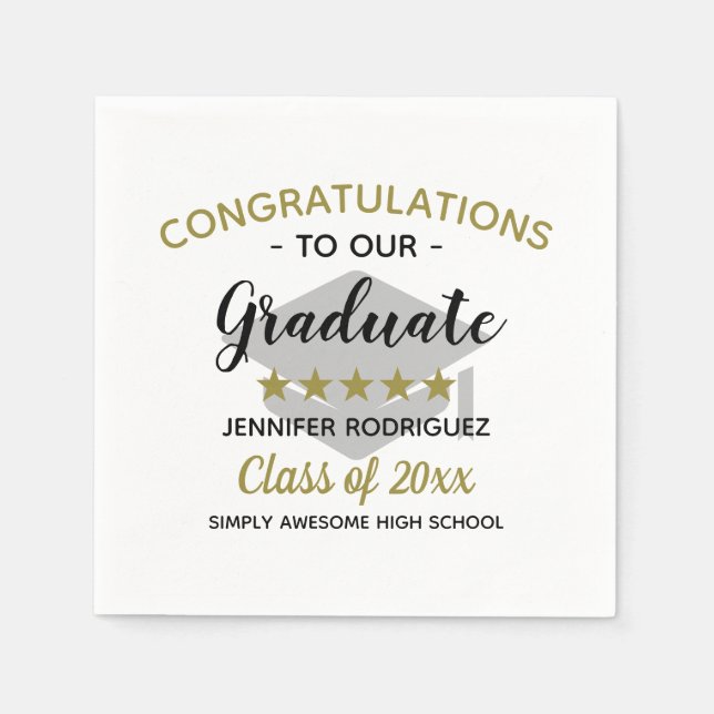 Serviette En Papier Félicitations Uniques Fête de Graduation (Devant)