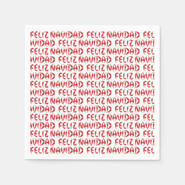 Serviette En Papier Feliz Navidad Red Chile Pepper (Devant)
