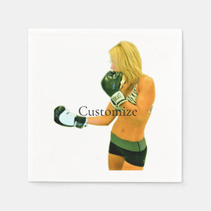 Serviette En Papier Female Fitness Model boxing Thunder_Cove