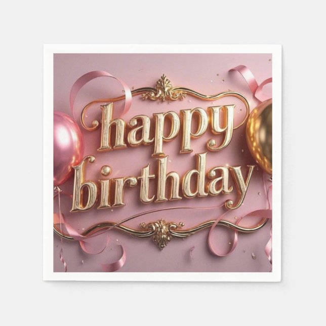 Serviette En Papier Feminine anniversaire luxueux élégant extravagant (Devant)