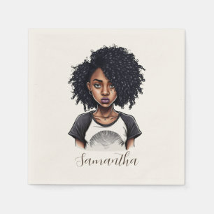 Serviette En Papier Femme afro chic et classique