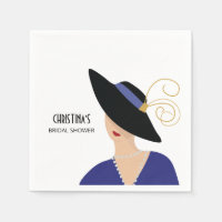 Femme Art Déco des années 1930 avec chapeau noir p