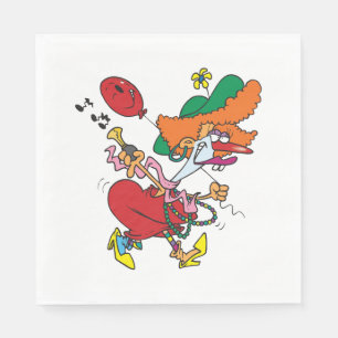 Serviette En Papier Femme clown qui court de manière folle