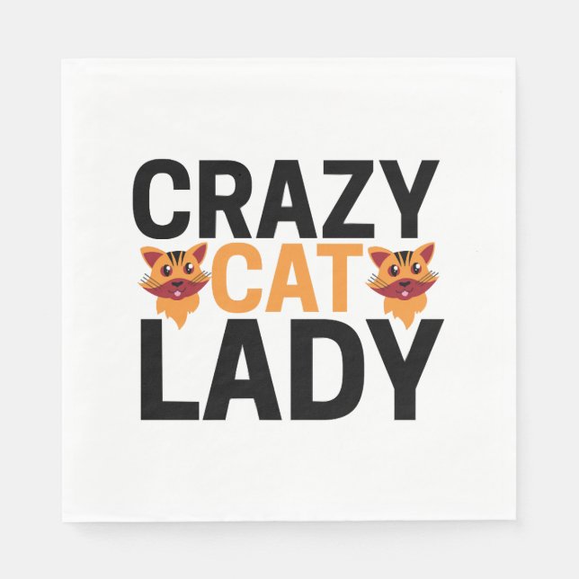 Serviette En Papier Femme de chat folle (Devant)