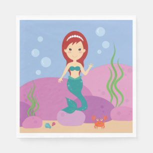 Serviette En Papier Femme de sirène paysage sous-marin
