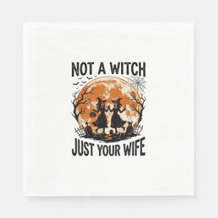 Serviette En Papier Femme drôle Halloween Vintage Sorcière Lune Design