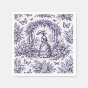 Serviette En Papier Femme française dans un jardin Toile de Jouy