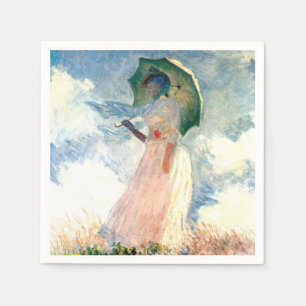 Serviette En Papier Femme Monet avec un parasol face à gauche