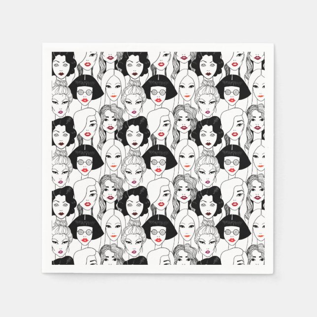 Serviette En Papier Femmes avec Motif à bâton à lèvres (Devant)