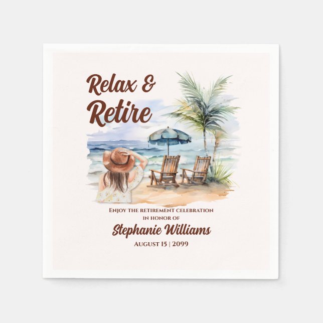 Serviette En Papier Femmes Retraite Plage Chaire Parti à thème (Devant)