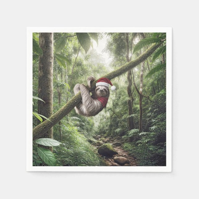 Serviette En Papier Fente De Noël Dans Rainforest (Devant)
