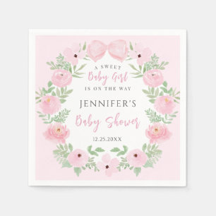 Serviette En Papier Fer rose avec douche avant bébé à arc mignon