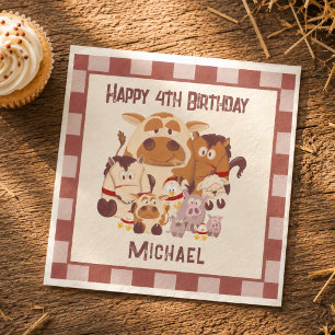 Serviette En Papier Ferme Animaux Mignons Anniversaire Enfants Cour De