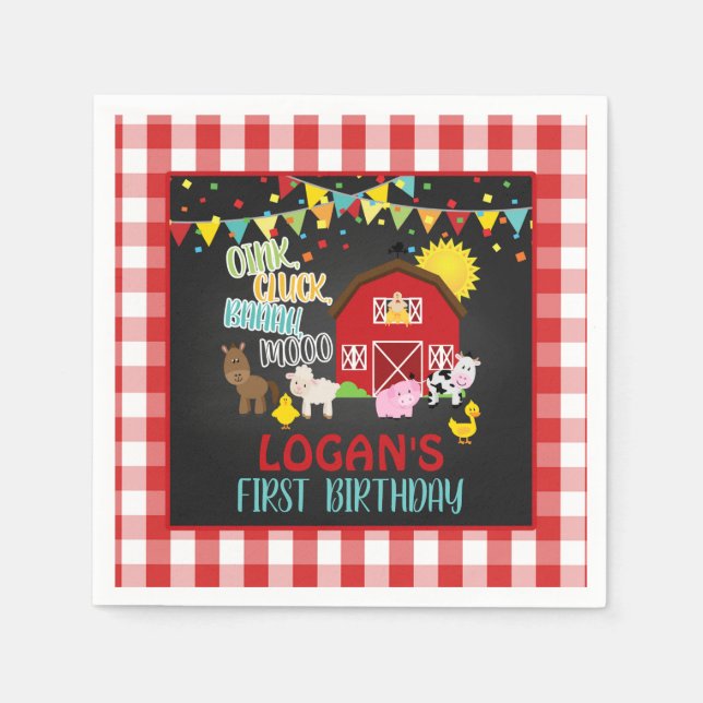 Serviette En Papier Ferme Anniversaire Napkin (Devant)