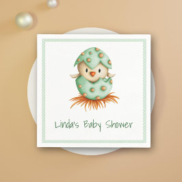 Serviette En Papier Ferme Bébé Oiseau éclosion Vert Pois neutres
