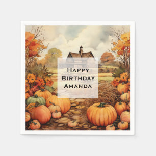 Serviette En Papier Ferme citrouille automne récolte Thanksgiving Anni