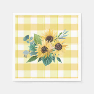 Serviette En Papier Ferme Country Sunflower Jaune Vérifications