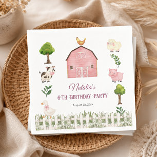 Serviette En Papier Ferme d'animaux à l'aquarelle pour une fête d'anni