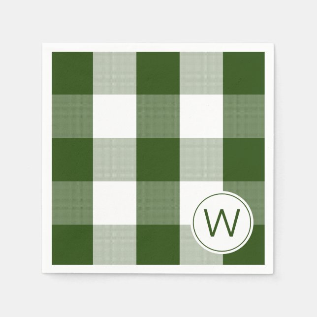 Serviette En Papier Ferme Green MONOGRAM buffle chèque Napkins (Devant)