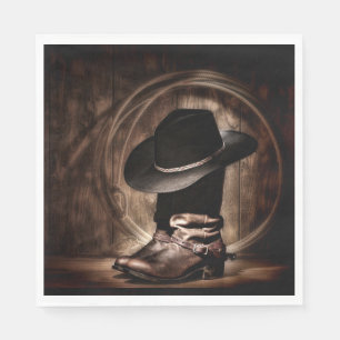 Serviette En Papier ferme rustique bottes de cowboy fête d'anniversair