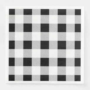 Serviette En Papier ferme rustique fête de plaid de buffle blanc noir