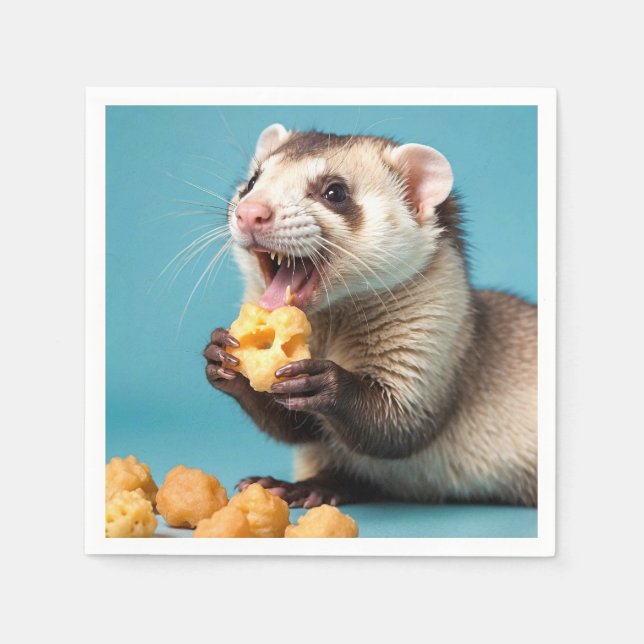 Serviette En Papier Ferret Cute Manger Fromage Poufs (Devant)