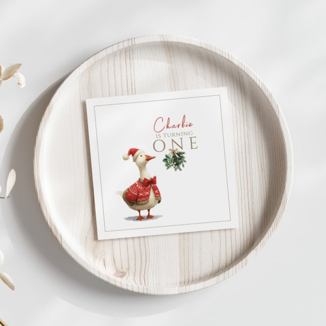 Serviette En Papier Fest Winter Birthday One Silly Christmas Goose  (Créateur téléchargé)