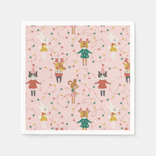 Serviette En Papier Festif Animal amis Motif de Noël