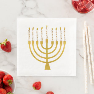 Serviette En Papier Festif Menorah Hanoukka Céleste bougies Mariage
