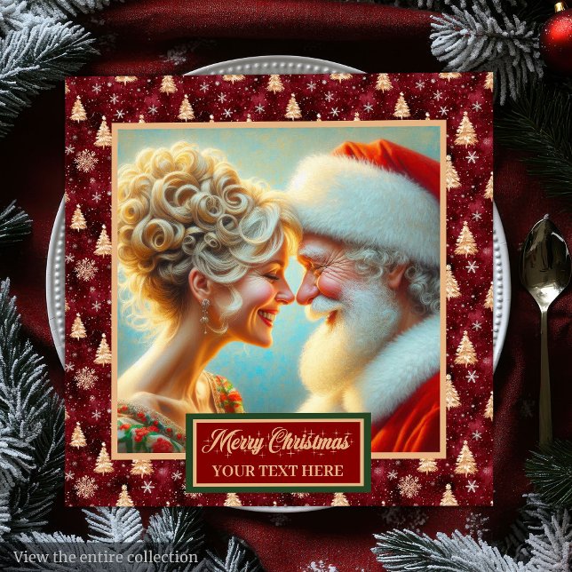 Serviette En Papier Festif Naples de Noël Rouge Gold Green Design (Festive Christmas Napkins Red Gold Green Design)