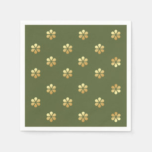 Serviette En Papier Festif Noël Vert & Or Floral