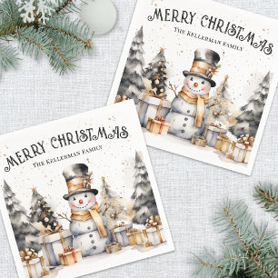 Serviette En Papier Festif noir blanc hiver Joyeux Noël