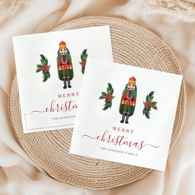 Serviette En Papier Festif Nutcracker Joyeux Noël (Festive Nutcracker Merry Christmas Napkins)