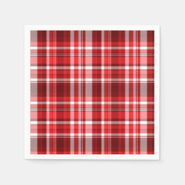 Serviette En Papier Festif rouge et blanc plaid