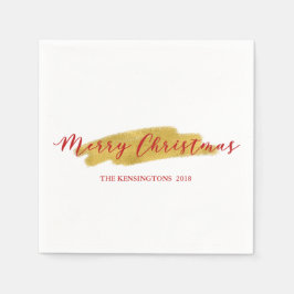 Serviette En Papier Festin Joyeux Noël Gold Foil Brosse Stroke