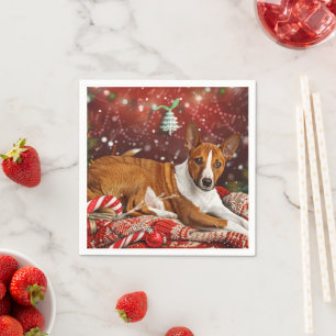 Serviette En Papier Festival de Noël de Chien Basenji