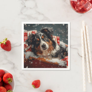Serviette En Papier Festival de Noël des chiens bergers australiens