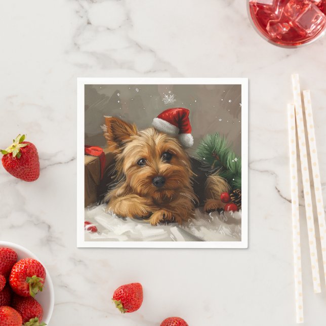 Serviette En Papier Festival de Noël du chien Terrier australien (En situation)