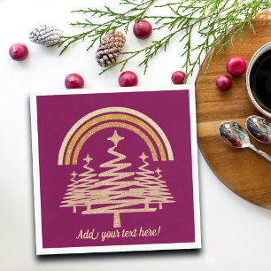 Serviette En Papier Festive Arbres à sapins étincelants Arc-en-ciel