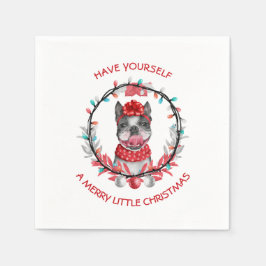 Serviette En Papier Festive Boston Terrier Joyeux Noël