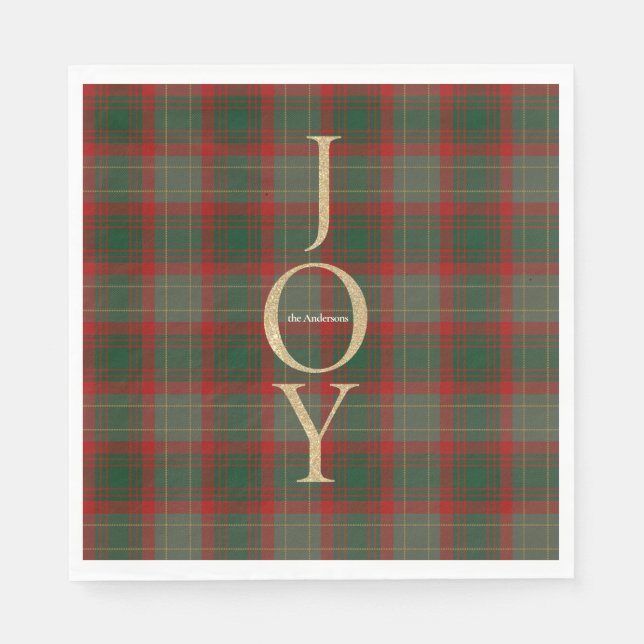Serviette En Papier Festive Buffalo Plaid 3 Photos collage Noël (Devant)