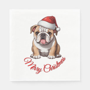 Serviette En Papier Festive Bulldog Joyeux T-shirt classique de Noël