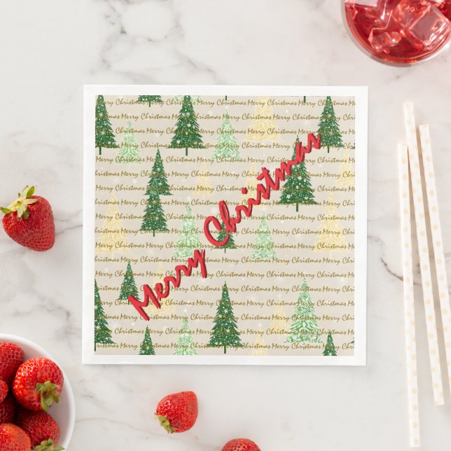 Serviette En Papier Festive Christmas Luxury Christmas Trees (En situation)