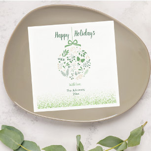 Serviette En Papier Festive Green Botanical Christmas Party