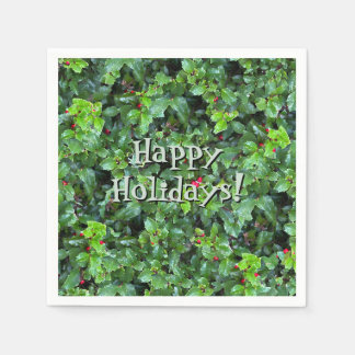 Serviette En Papier Festive Green Holly Berry Noël
