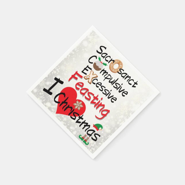Serviette En Papier Festive - J'AIME Noël (Coin)