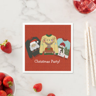Serviette En Papier Festive Laine Rouge laine laide laide doux fête de