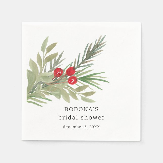 Serviette En Papier Festive Noël Fête des mariées de verdure (Devant)