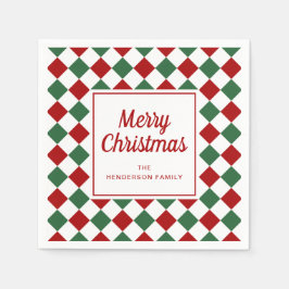 Serviette En Papier Festive Red Green Checks Joyeux Noël