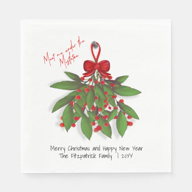 Serviette En Papier Festive Rencontrez-moi sous le Mistletoe Noël (Devant)